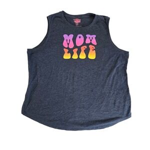 Womens Tank Top Size 22‎ Black Mom Life Sleeveless Shirt Colorful Graphic